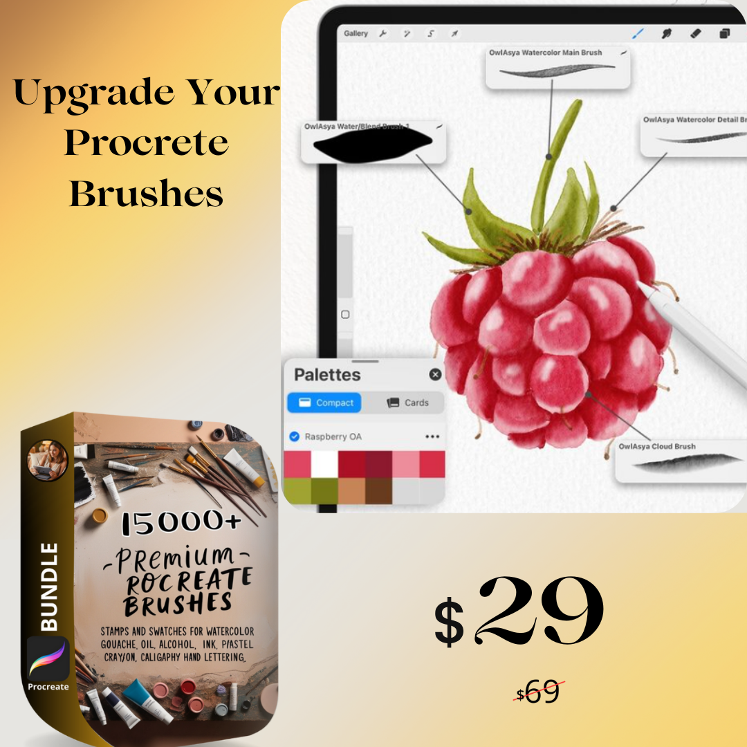 15000+ Premium Procreate Brushes Stamps and Swatches for Watercolor Gouache Oil Acrylic Alcohol Ink Paste