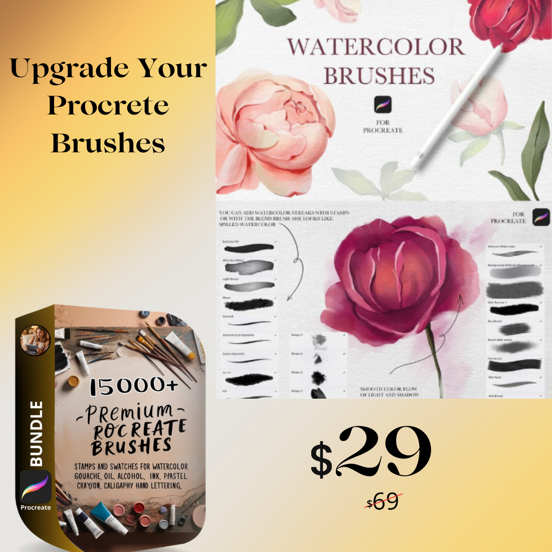 15000+ Premium Procreate Brushes Stamps and Swatches for Watercolor Gouache Oil Acrylic Alcohol Ink Paste