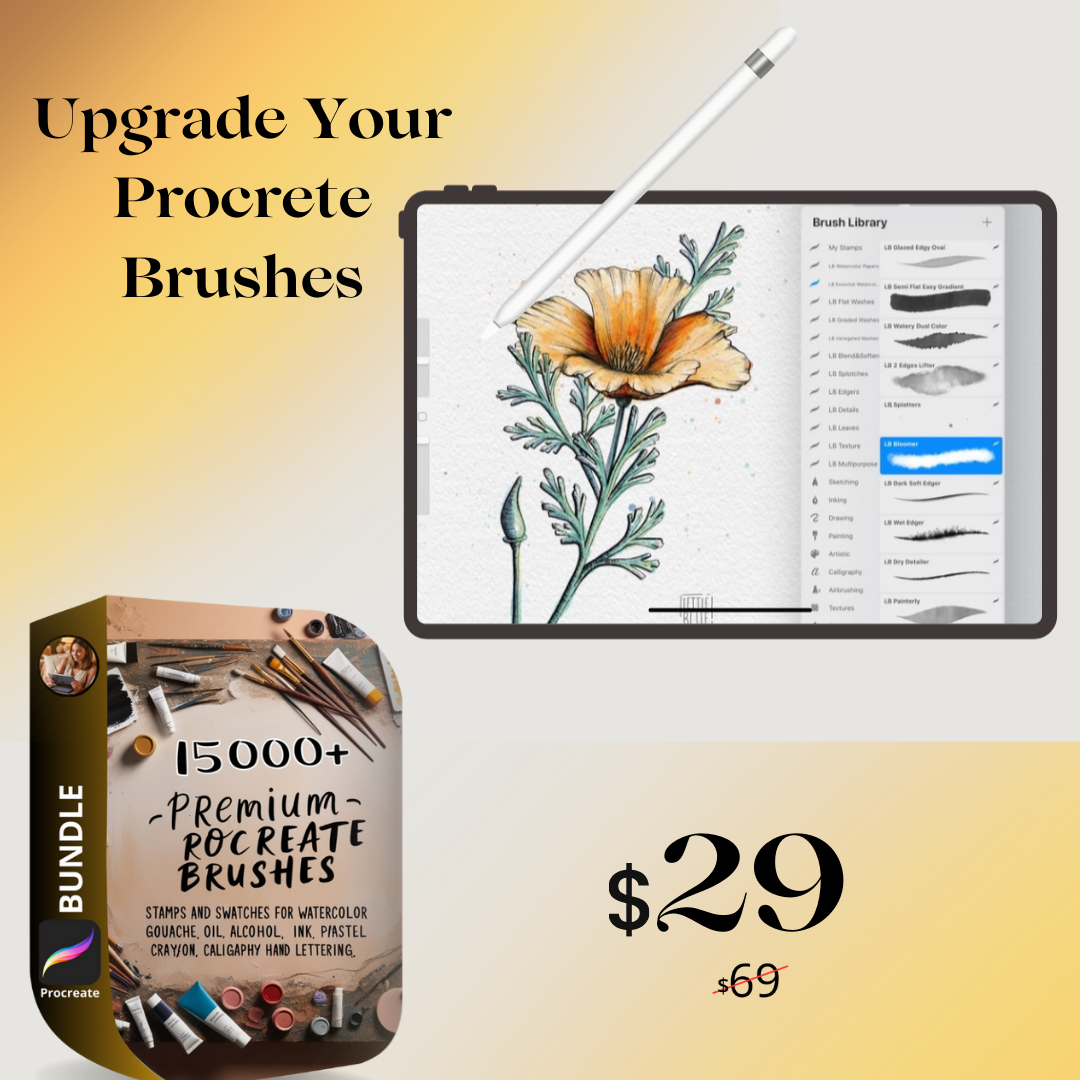 15000+ Premium Procreate Brushes Stamps and Swatches for Watercolor Gouache Oil Acrylic Alcohol Ink Paste