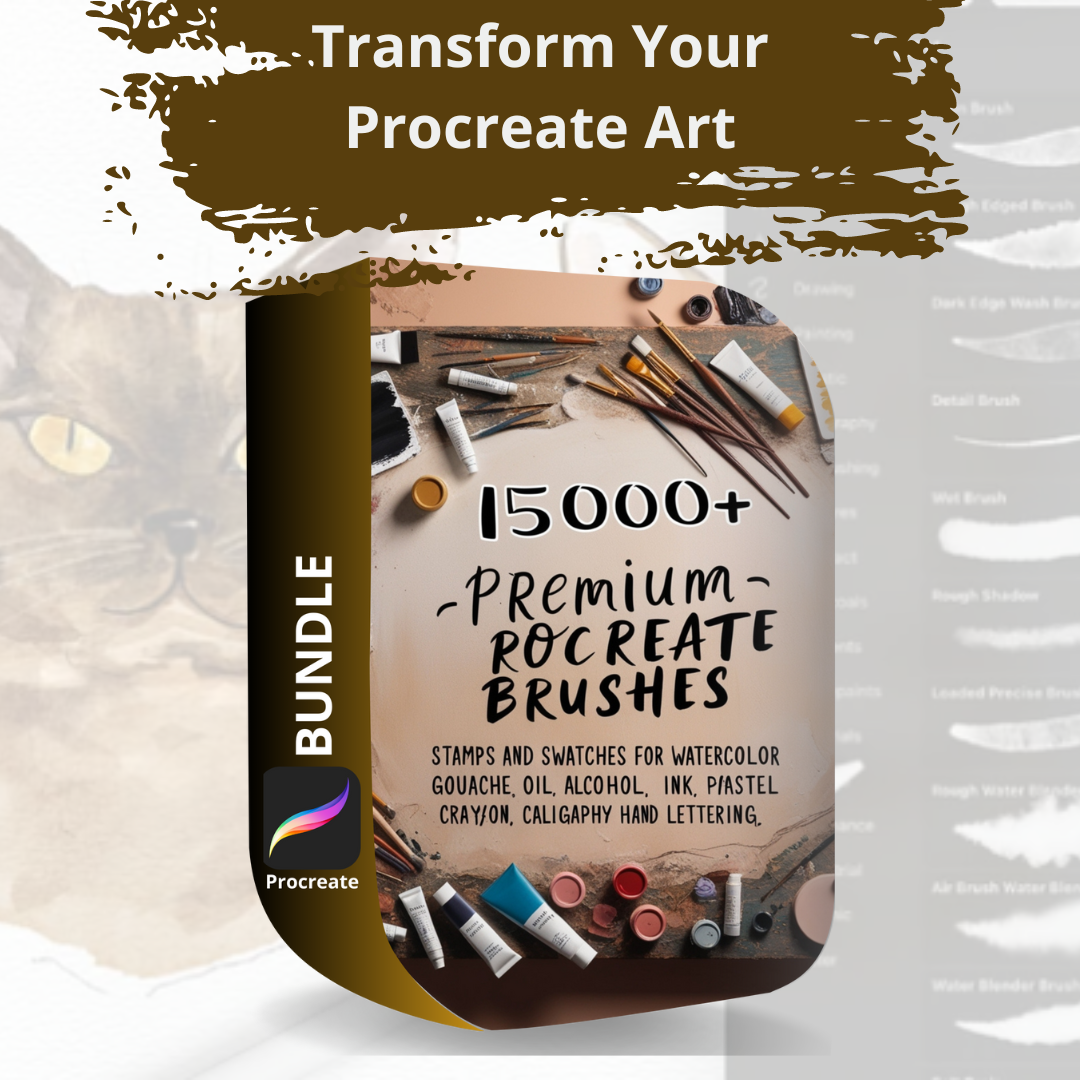 15000+ Premium Procreate Brushes Stamps and Swatches for Watercolor Gouache Oil Acrylic Alcohol Ink Paste